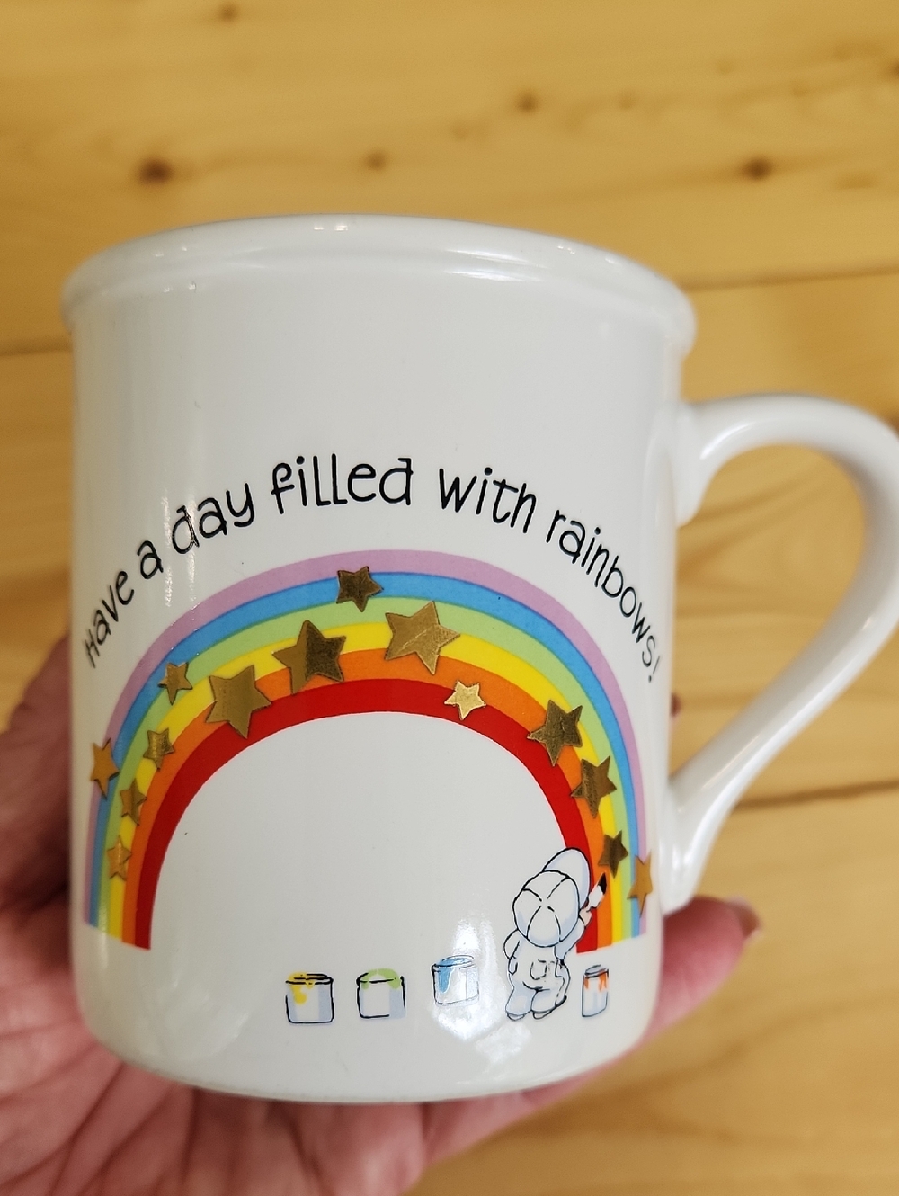 VTG 1983 Hallmark Mug Mates Coffee Cup With Coaster Lid Have A Rainbow Day Japan - Picture 9 of 13